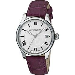 Wenger Ladies Terragraph Watch   Silver Dial/Aubergine Leather Strap