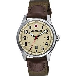 Wenger Mens Terragraph Watch   Sand Dial/Brown Olive Nylon Strap