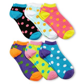 6 pk. Polka Dot Low Cut Socks, Pink, Womens
