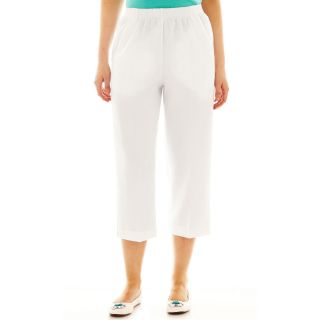 Cabin Creek Pull On Pocket Cropped Pants, White, Womens