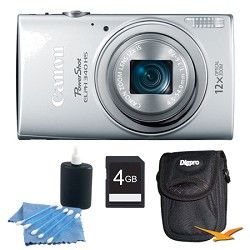Canon PowerShot ELPH 340 HS 16MP 12x Zoom 3 inch LCD Silver Kit