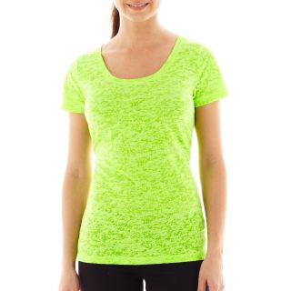 Xersion Short Sleeve Burnout Tee, Neon Kiwi, Womens