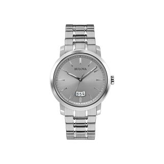 Bulova Mens Gray Dial Stainless Steel Watch