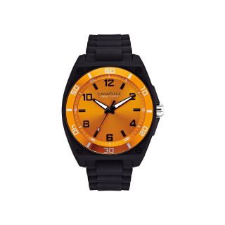 Caravelle New York Mens Orange with Black Rubber Strap Watch