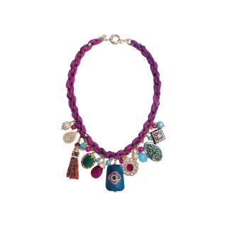 ZOË + SYD Color Treated Purple Jade Charm & Ribbon Necklace, Womens