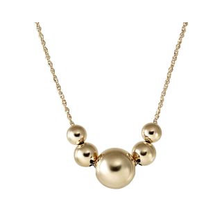 14K Yellow Gold Graduated Bead Frontal Necklace, Womens