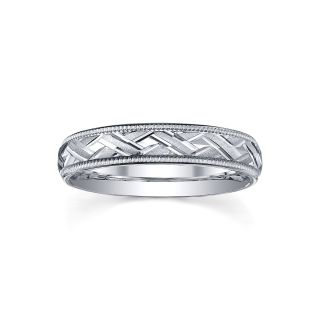 Wedding Band, Womens 4mm Sterling Silver, White