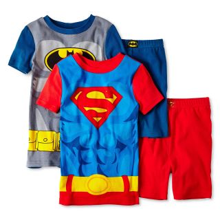 Batman & Superman 4 pc. Cotton Sleepwear Set   Boys 4 10, Red/Blue, Red/Blue,