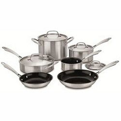 Cuisinart GGT 10   10 Piece Green Gourment Tri Ply Stainless Set