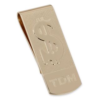 Personalized Money Clip w/ Raised Dollar Sign, Gold, Mens