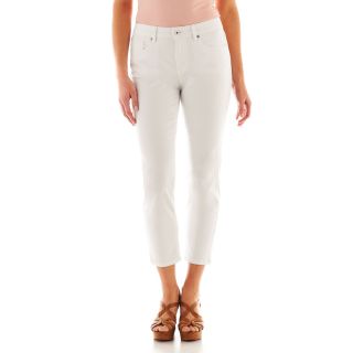 LIZ CLAIBORNE 5 Pocket Ankle Jeans, White, Womens