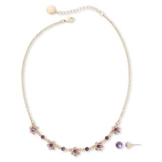LIZ CLAIBORNE Flower Necklace & Stud Earrings Boxed Set, Pink