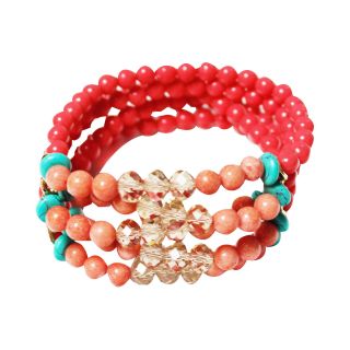 ZOË + SYD Coral & Turquoise Multi Row Bracelet, Womens