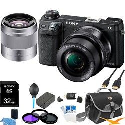 Sony Alpha NEX 6 Digital Camera w/ 16 50mm Lens (Black) +SEL 50mm f 1.8  Bundle