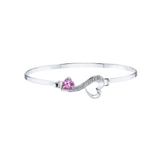 Love Grows Lab Created Pink Sapphire & Genuine White Topaz Bangle Bracelet,