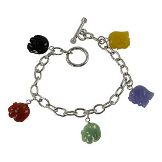 Multicolor Jade Elephant Bracelet, Womens