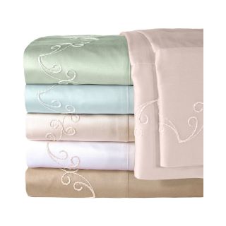 American Heritage 300tc Set of 2 Egyptian Cotton Sateen Embroidered Pillowcases,