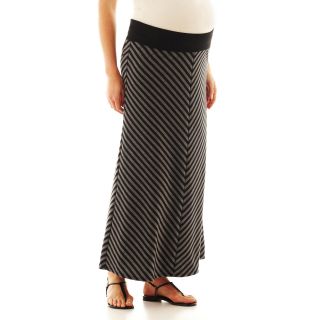 Maternity Fold Waist Striped Skirt, Black/Grey