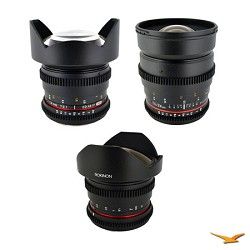 Rokinon Sony E Mount 3 Cine Lens Kit (14mm T3.1, 24mm T1.5, 8mm T3.8)