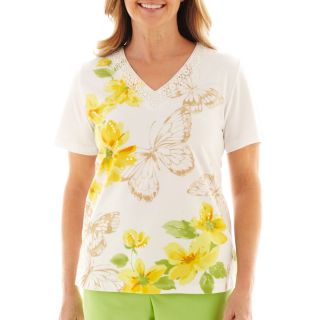 Alfred Dunner Fresh Picked Floral Butterfly Print Top