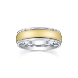 Womens 6mm Gold Wedding Band, Two Tone