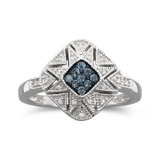 1/7 CT. T.W. Blue Diamond & Sterling Silver Ring, Womens