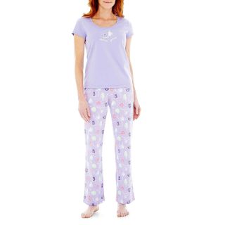MIXIT Mixit Short Sleeve Pajama Set, Purple, Womens