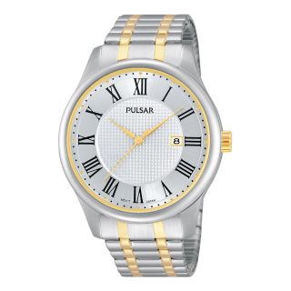 Pulsar Mens Two Tone Stainless Steel Roman Numeral Watch