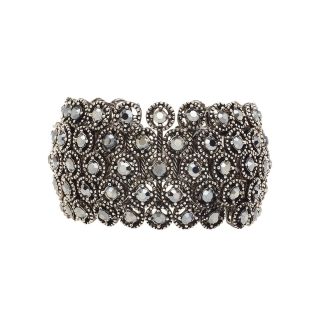 Natasha Crystal Milgrain Cuff Bracelet, Womens