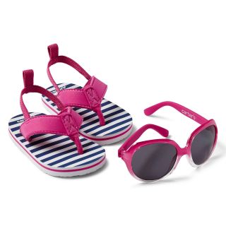 Carters Pink and Navy Striped Sandals and Sunglasses Set, Girls