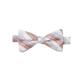 Stafford Finch Grid Striped Pre Tied Bow Tie, Taupe Finch Grid, Mens