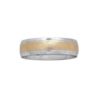 Mens 6mm Two Tone 10K Gold Wedding Band, Two Tone