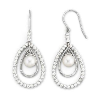 Cultured Freshwater Pearl & Sparkle Bead Earrings, White, Womens