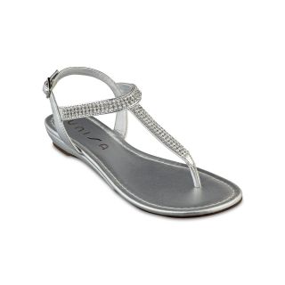 Unisa Lanaila Crystal T Strap Sandals, Silver, Womens