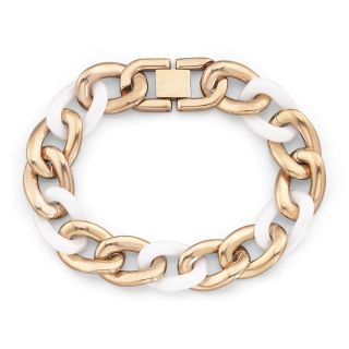 Stainless Steel & Ceramic Curb Bracelet, Womens