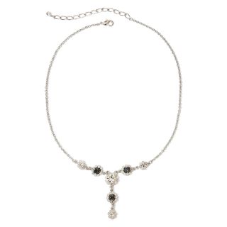 Vieste Silver Tone Crystal and Rhinestone Y Necklace, White