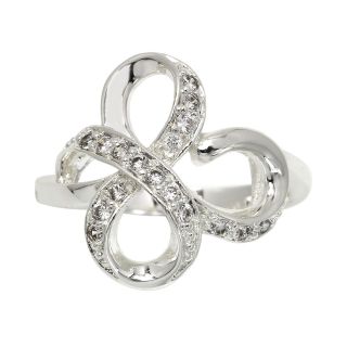 Bridge Jewelry Pure Silver Plated Cubic Zirconia Double Infinity Ring