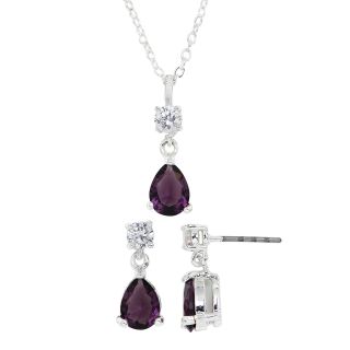 Bridge Jewelry Purple Crystal & Clear Cubic Zirconia Teardrop Pendant &