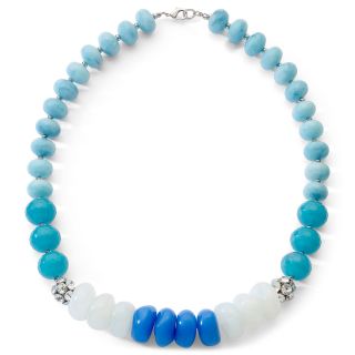 Blue & Aqua Tonal Long Beaded Necklace