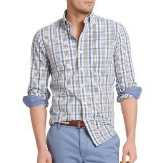 Izod Slim Fit Patterned Woven Shirt, Blue, Mens
