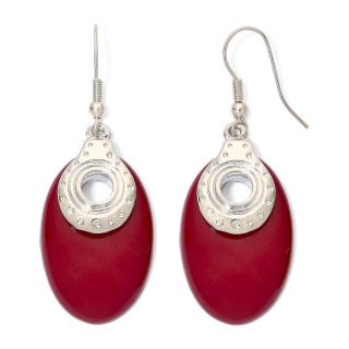 MIXIT Red Silver Tone Oval Earrings, Womens