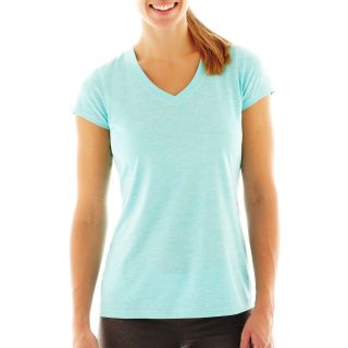 Xersion Short Sleeve Melange Tee, Blue, Womens