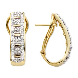 1 CT. T.W. Diamond 10K Yellow Gold Hoop Earrings, Womens