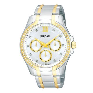 Pulsar Womens Two Tone Crystal Accent Bracelet Watch