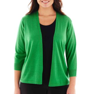 Worthington Open Front Cardigan Sweater   Plus, Green, Womens