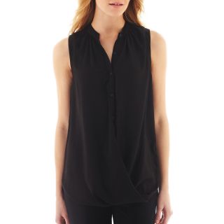 Surplice Tank Top, Black, Womens