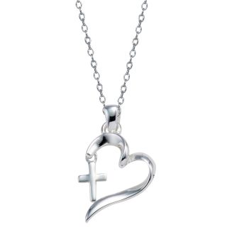 Bridge Jewelry Footnotes Sterling Silver Heart Cross Pendant