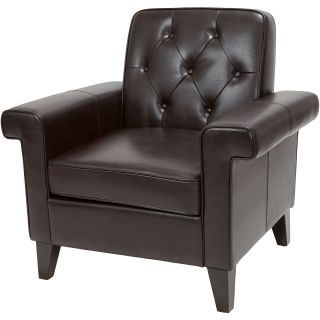 Moore Bonded Leather Tufted Club Chair, Brown