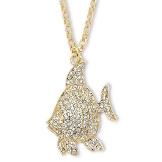 MIXIT Long Gold Tone Crystal Fish Long Pendant, White