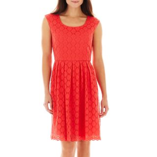 Ronnie Nicole Fit and Flare Lace Dress, Coral
